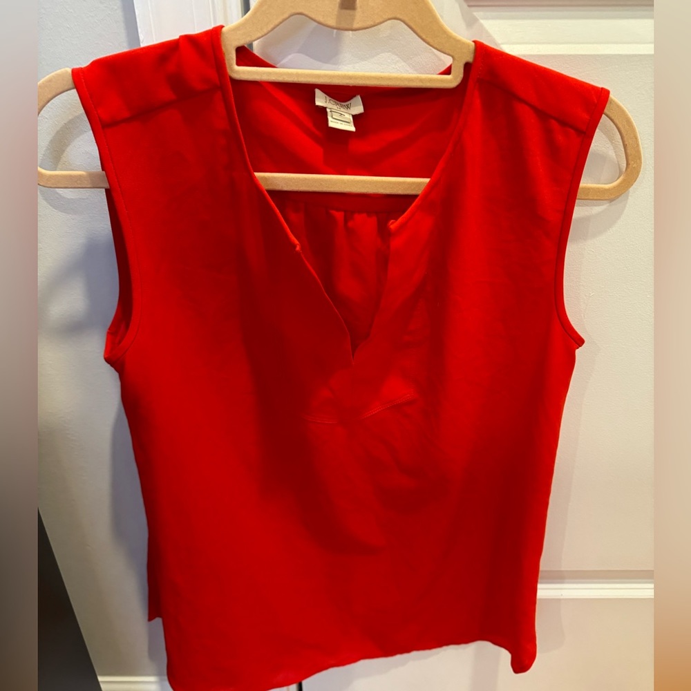 J crew red sleeveless blouse